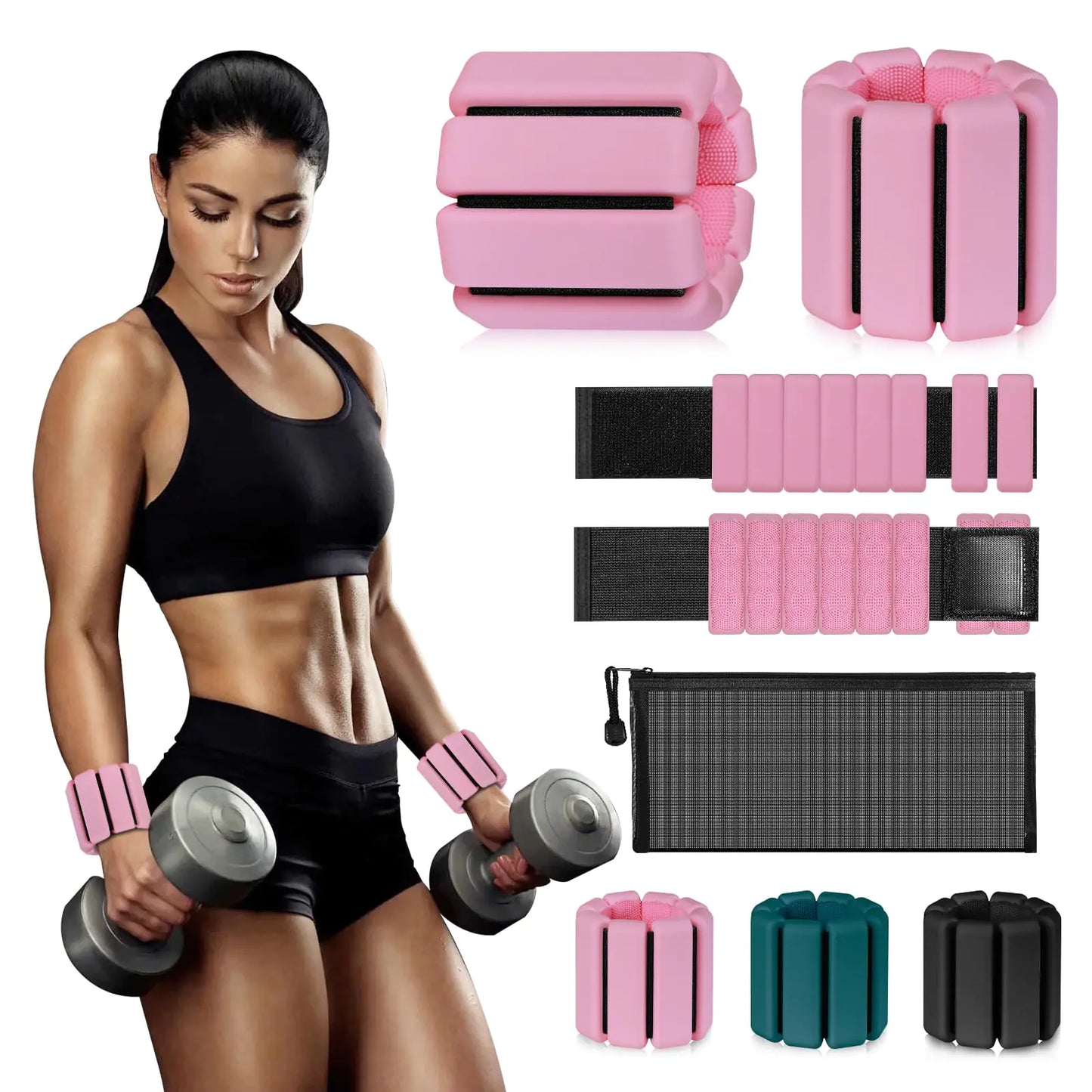 LIDYLSM Pilates Wrist Ankle weights for womenAdjustable Wrist weights set of 2 (1Ib)